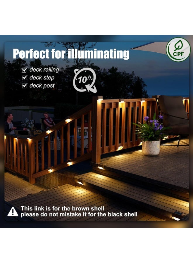 VIUAUAX مجموعة من 4 مصابيح سطحية تعمل بالطاقة الشمسية خارجية، مصابيح درج تعمل بالطاقة الشمسية مقاومة للماء، مصابيح LED تعمل بالطاقة الشمسية للسلالم الخارجية، والخطوات، والسياج، والفناء، والممر (أبيض دافئ) - Image 2